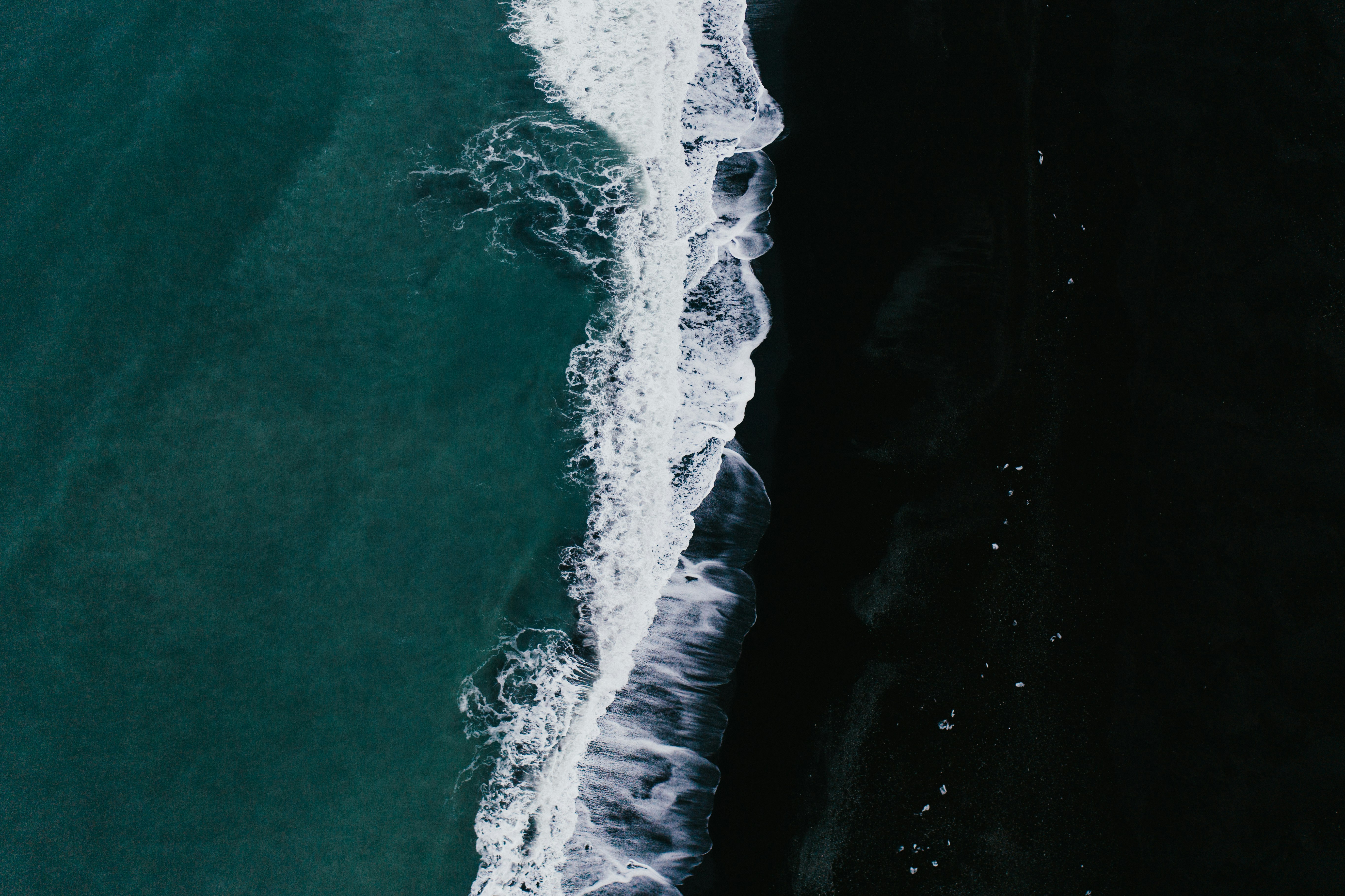 aerial view of ocean waves